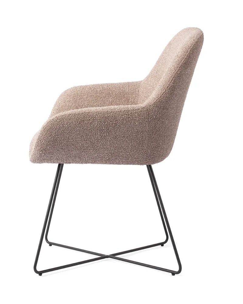 Kushi Esszimmerstuhl von Jesper Home in Stone Haze, Cross, Schwarz, Ansicht 2