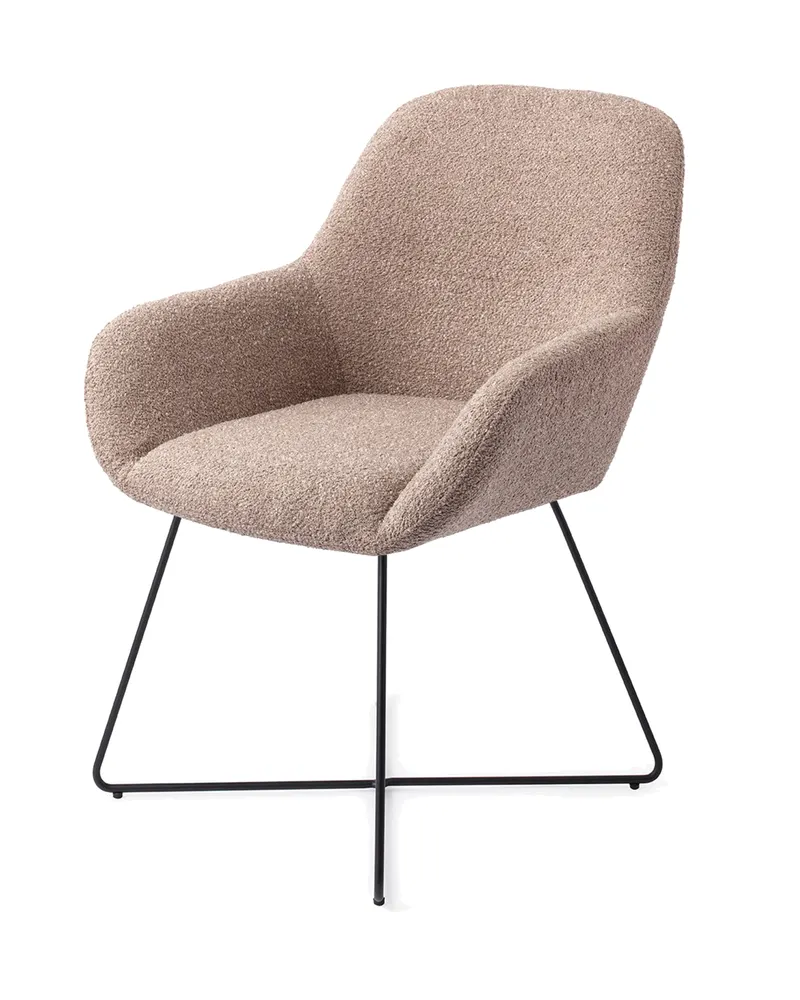 Kushi Esszimmerstuhl von Jesper Home in Stone Haze, Cross, Schwarz, Ansicht 3