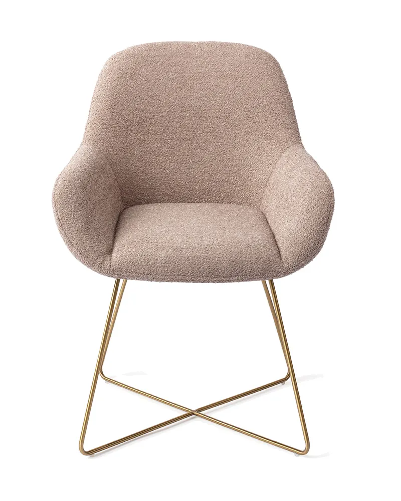 Kushi Esszimmerstuhl von Jesper Home in Stone Haze, Cross, Gold, Ansicht 1