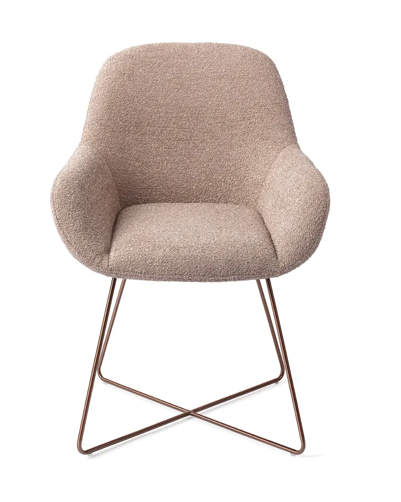 Kushi Esszimmerstuhl von Jesper Home in Stone Haze, Cross, Roségold, Ansicht 1