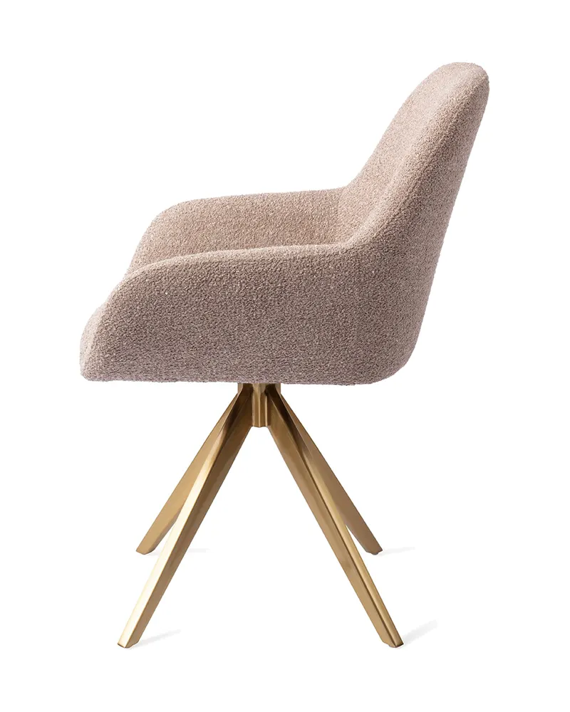 Kushi Esszimmerstuhl von Jesper Home in Stone Haze, Turn, Gold, Ansicht 2