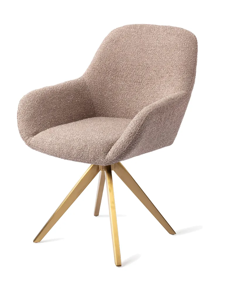 Kushi Esszimmerstuhl von Jesper Home in Stone Haze, Turn, Gold, Ansicht 3