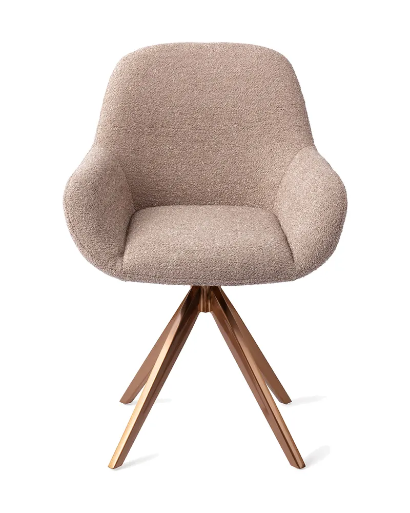 Kushi Esszimmerstuhl von Jesper Home in Stone Haze, Turn, Roségold, Ansicht 1