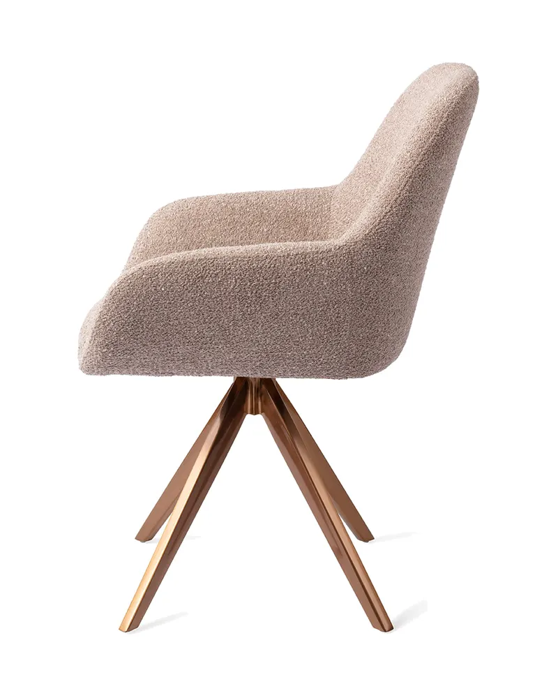 Kushi Esszimmerstuhl von Jesper Home in Stone Haze, Turn, Roségold, Ansicht 2