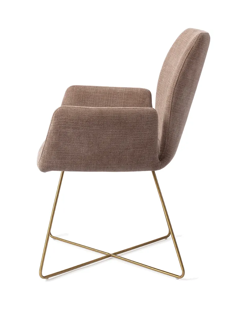Misaki Esszimmerstuhl mit Armlehnen von Jesper Home in Mocha Mist, Cross, Gold, Ansicht 2