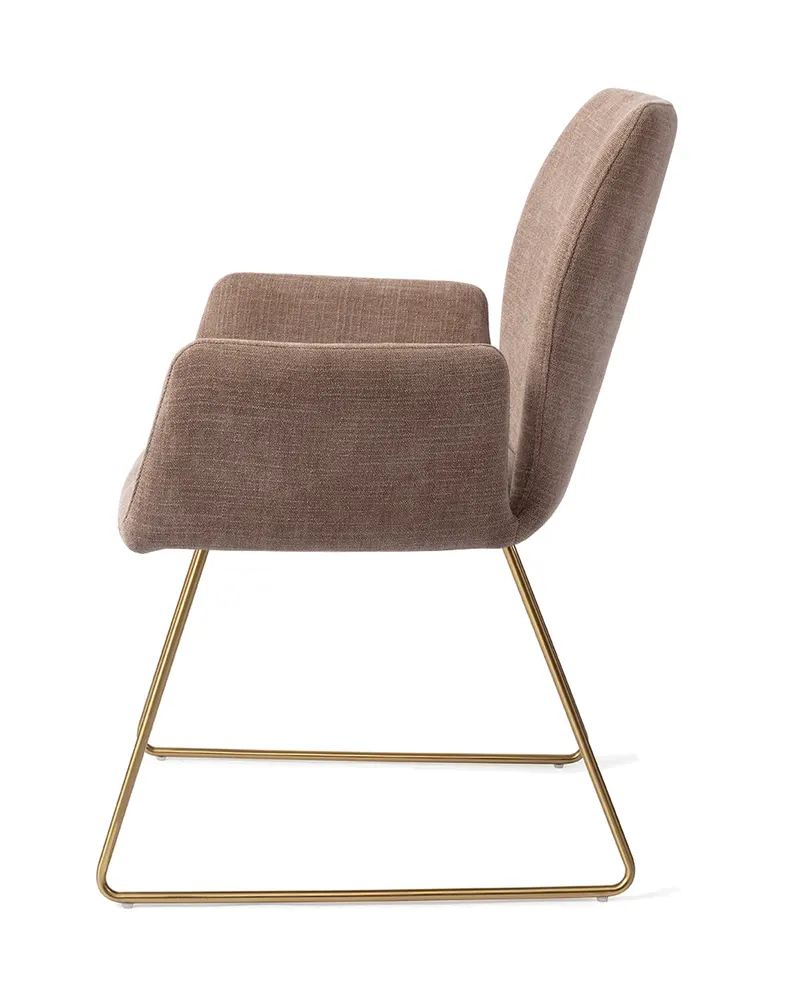 Misaki Esszimmerstuhl mit Armlehnen von Jesper Home in Mocha Mist, Slide, Gold, Ansicht 2