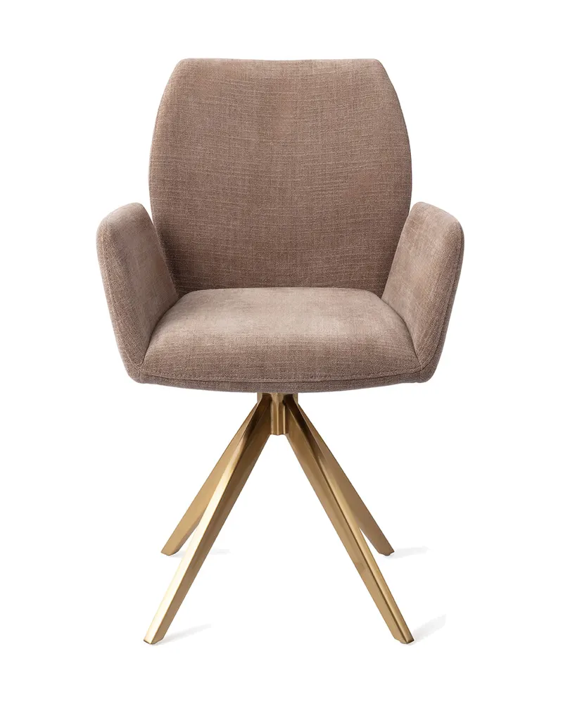 Misaki Esszimmerstuhl mit Armlehnen von Jesper Home in Mocha Mist, Turn, Gold, Ansicht 1