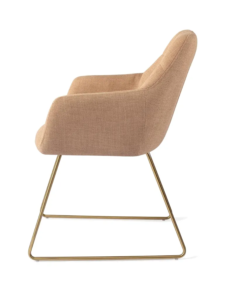 Noto Esszimmerstuhl mit Armlehnen von Jesper Home in Toasted Toffee, Slide, Gold, Ansicht 2