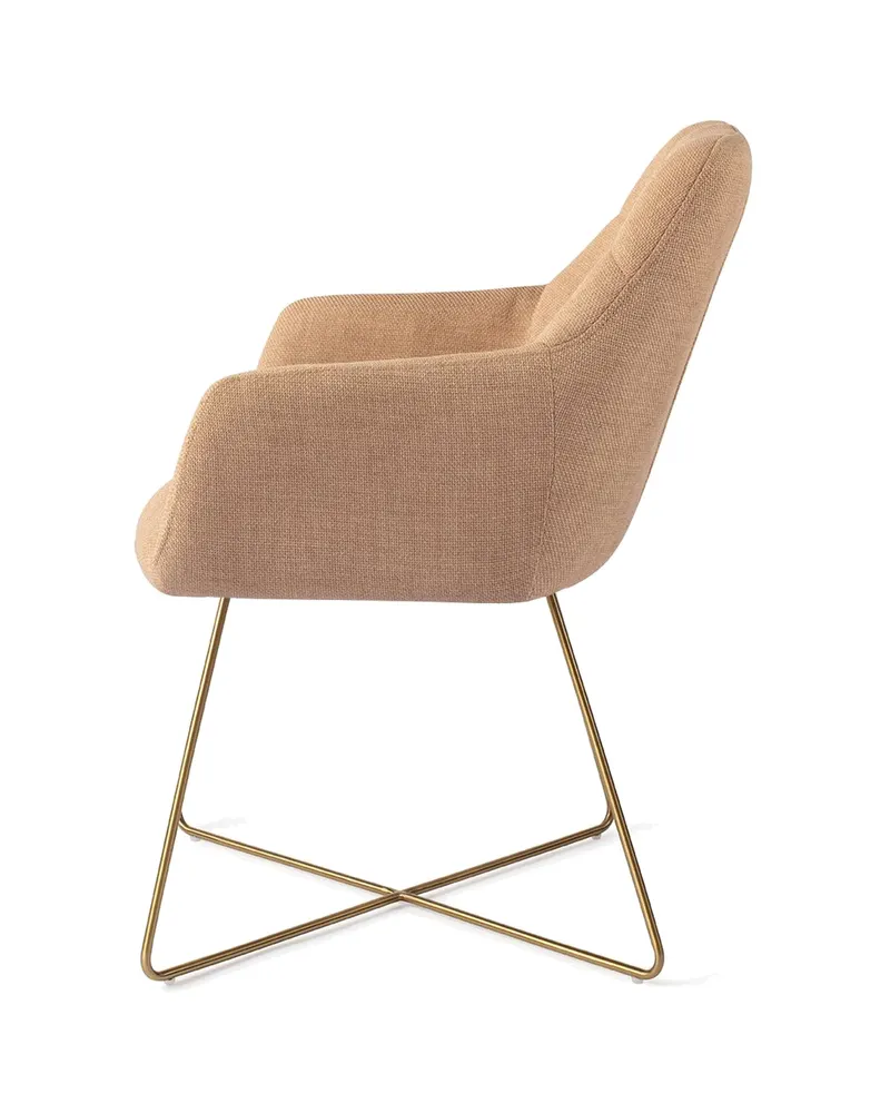Noto Esszimmerstuhl mit Armlehnen von Jesper Home in Toasted Toffee, Cross, Gold, Ansicht 2