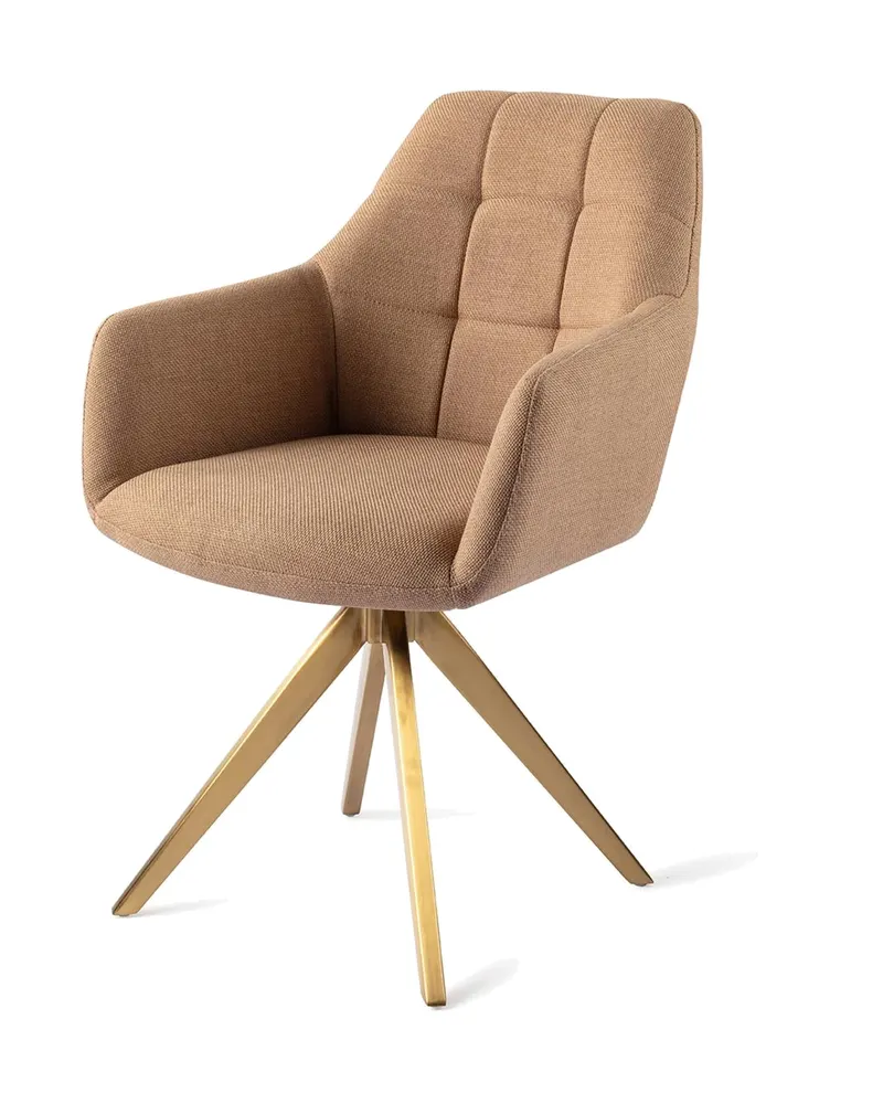 Noto Esszimmerstuhl mit Armlehnen von Jesper Home in Toasted Toffee, Turn, Gold, Ansicht 3