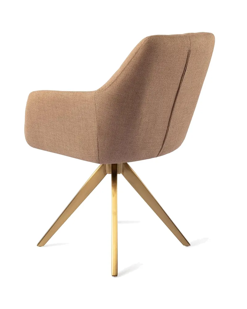 Noto Esszimmerstuhl mit Armlehnen von Jesper Home in Toasted Toffee, Turn, Gold, Ansicht 4
