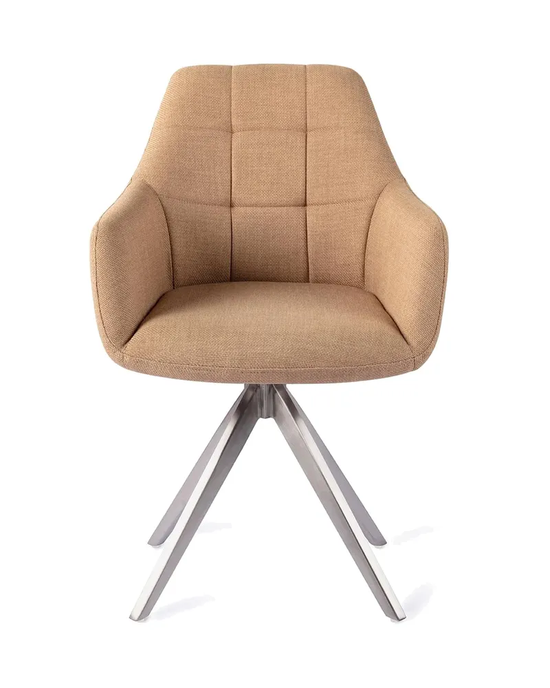 Noto Esszimmerstuhl mit Armlehnen von Jesper Home in Toasted Toffee, Turn, Edelstahl, Ansicht 1