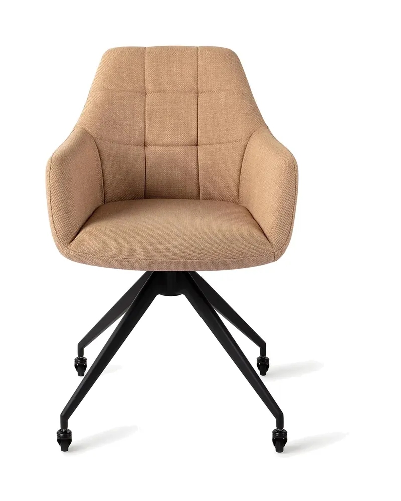 Noto Esszimmerstuhl mit Armlehnen von Jesper Home in Toasted Toffee, Glide, Schwarz, Ansicht 1