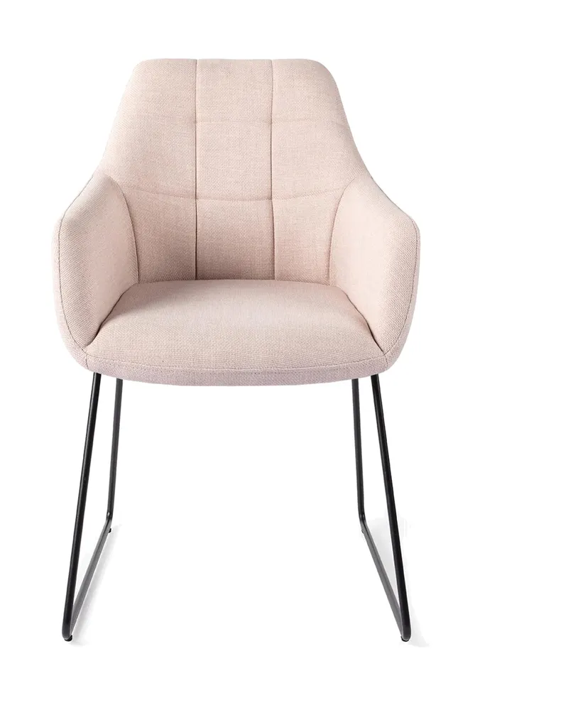 Noto Esszimmerstuhl mit Armlehnen von Jesper Home in Petal Pink, Slide, Schwarz, Ansicht 1
