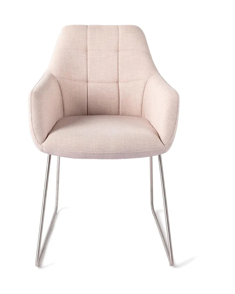 Noto Esszimmerstuhl mit Armlehnen von Jesper Home in Petal Pink, Slide, Edelstahl, Ansicht 1