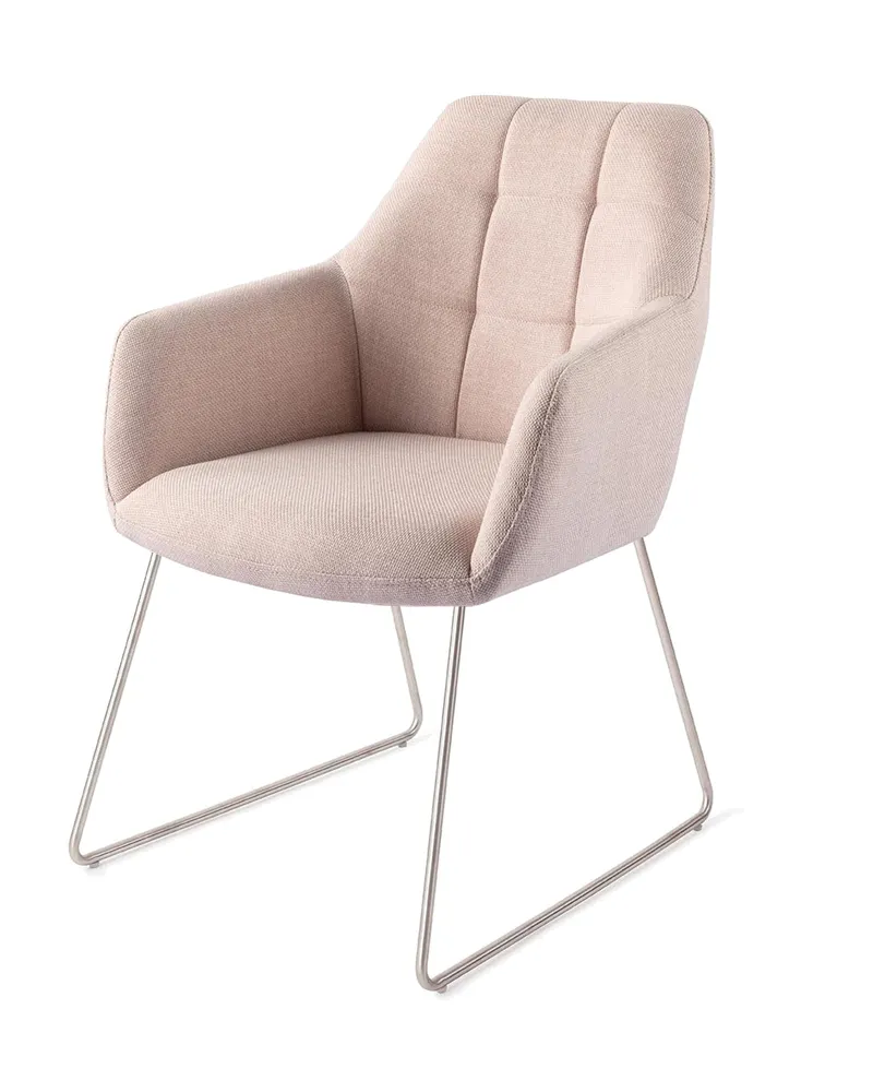 Noto Esszimmerstuhl mit Armlehnen von Jesper Home in Petal Pink, Slide, Edelstahl, Ansicht 3