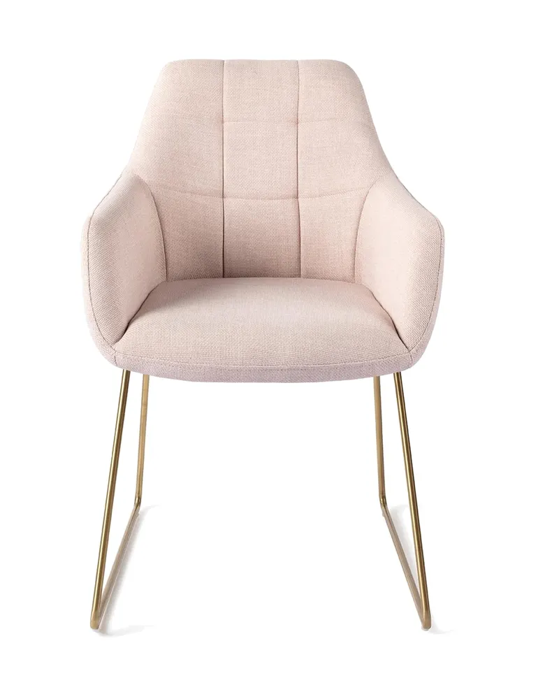 Noto Esszimmerstuhl mit Armlehnen von Jesper Home in Petal Pink, Slide, Gold, Ansicht 1
