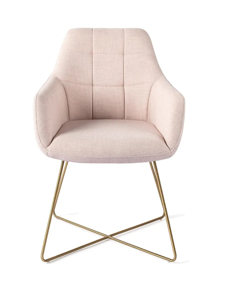 Noto Esszimmerstuhl mit Armlehnen von Jesper Home in Petal Pink, Cross, Gold, Ansicht 1