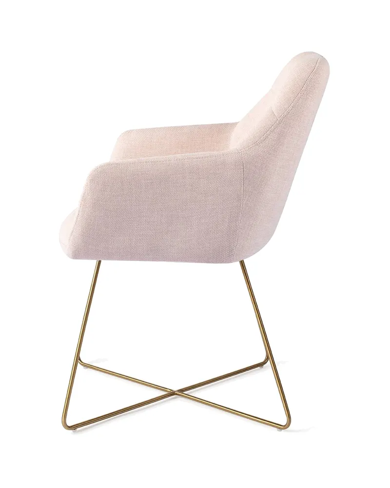 Noto Esszimmerstuhl mit Armlehnen von Jesper Home in Petal Pink, Cross, Gold, Ansicht 2