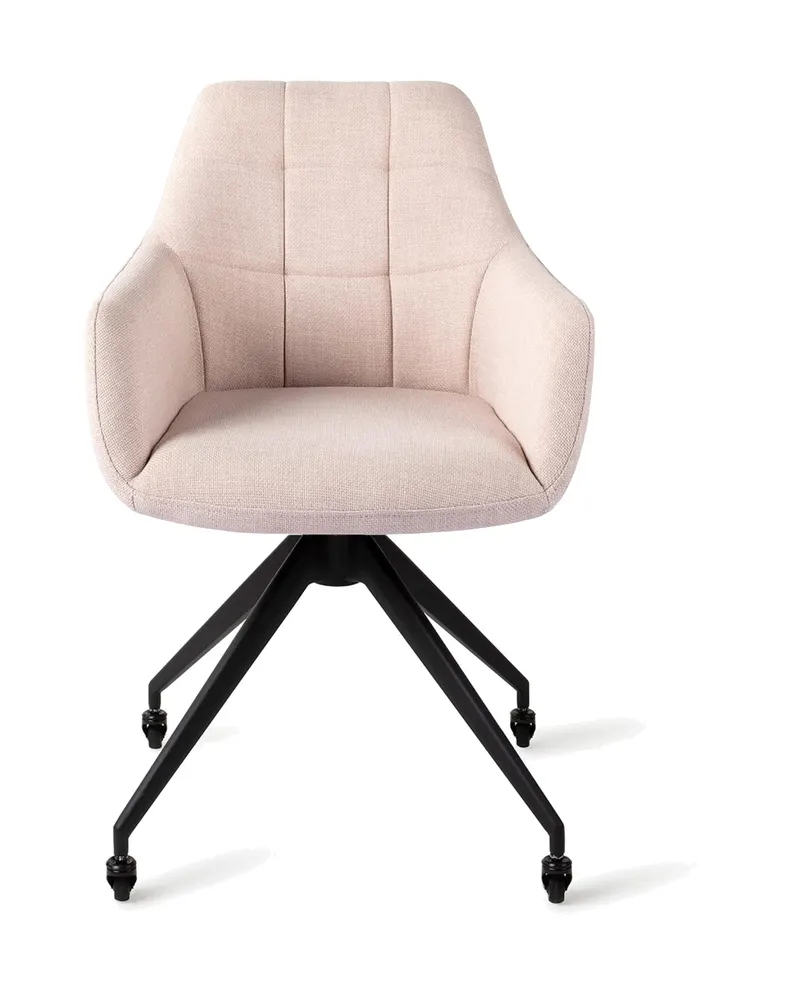 Noto Esszimmerstuhl mit Armlehnen von Jesper Home in Petal Pink, Glide, Schwarz, Ansicht 1