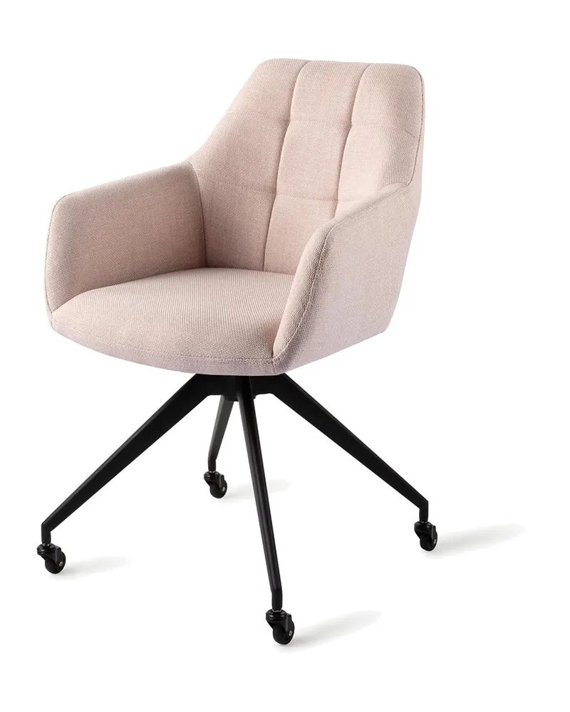 Noto Esszimmerstuhl mit Armlehnen von Jesper Home in Petal Pink, Glide, Schwarz, Ansicht 3