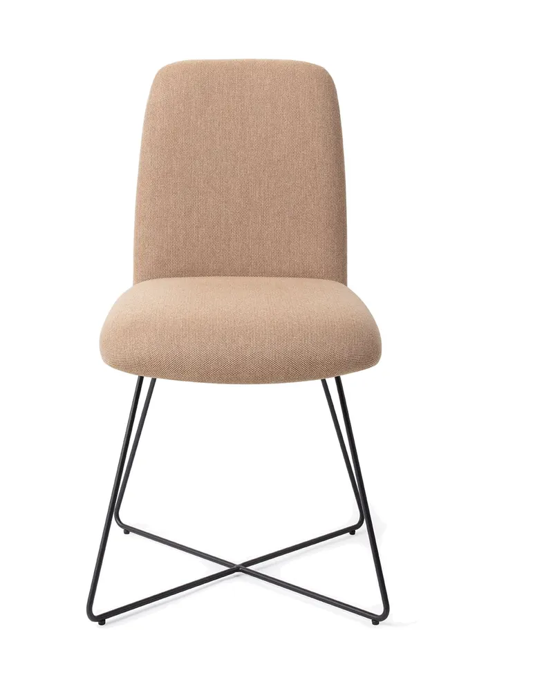 Taiwa Esszimmerstuhl von Jesper Home in Whisper Wheat, Cross, Schwarz, Ansicht 1