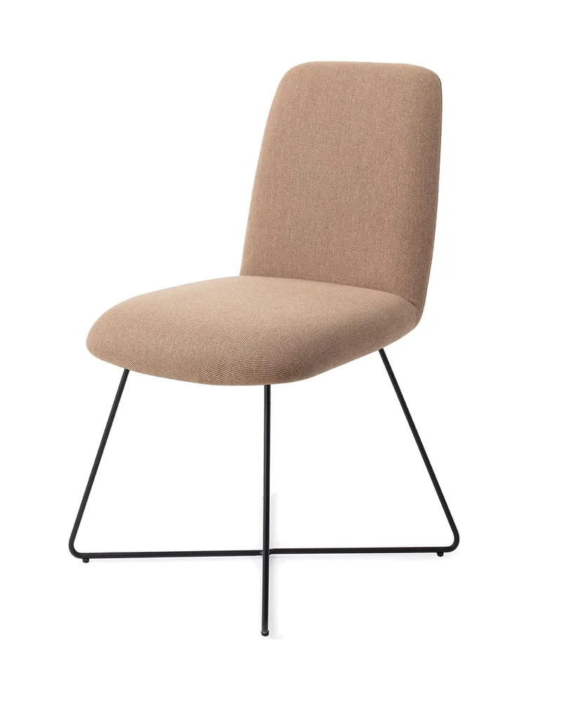 Taiwa Esszimmerstuhl von Jesper Home in Whisper Wheat, Cross, Schwarz, Ansicht 3