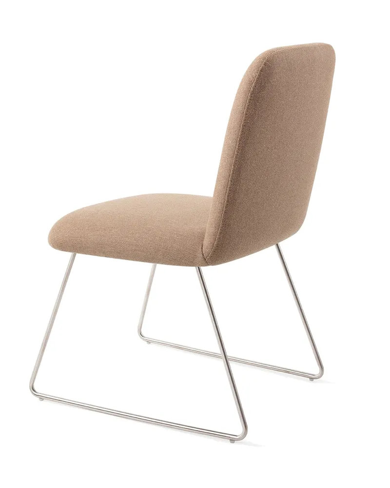 Taiwa Esszimmerstuhl von Jesper Home in Whisper Wheat, Slide, Edelstahl, Ansicht 4