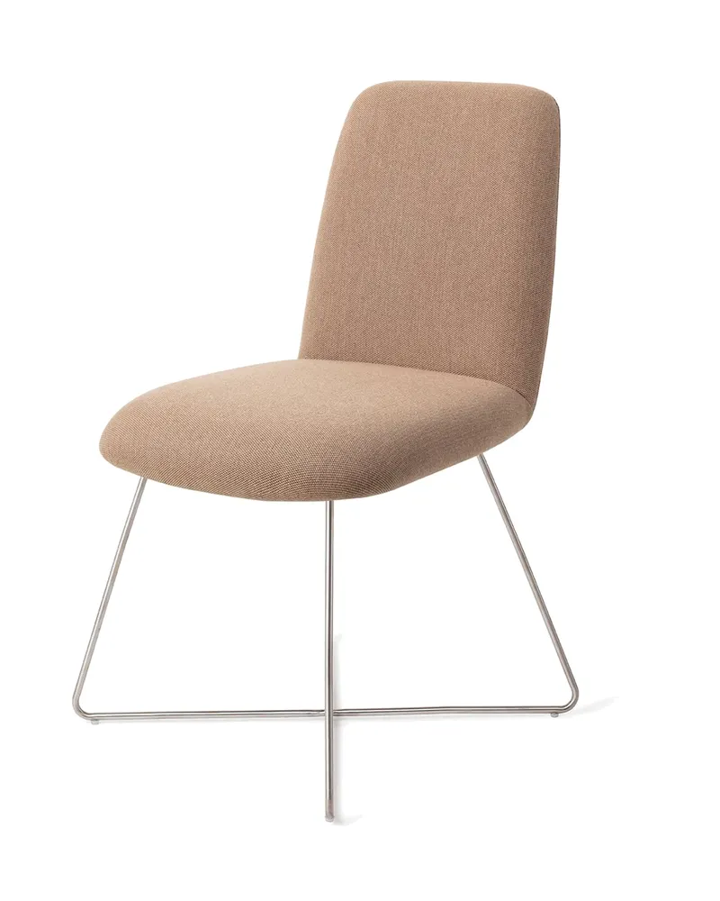 Taiwa Esszimmerstuhl von Jesper Home in Whisper Wheat, Cross, Edelstahl, Ansicht 3