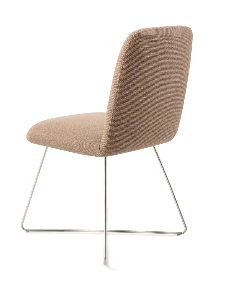 Taiwa Esszimmerstuhl von Jesper Home in Whisper Wheat, Cross, Edelstahl, Ansicht 4