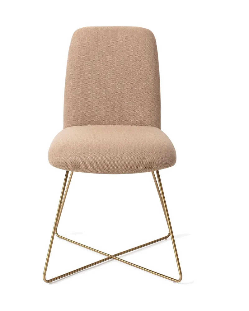 Taiwa Esszimmerstuhl von Jesper Home in Whisper Wheat, Cross, Gold, Ansicht 1