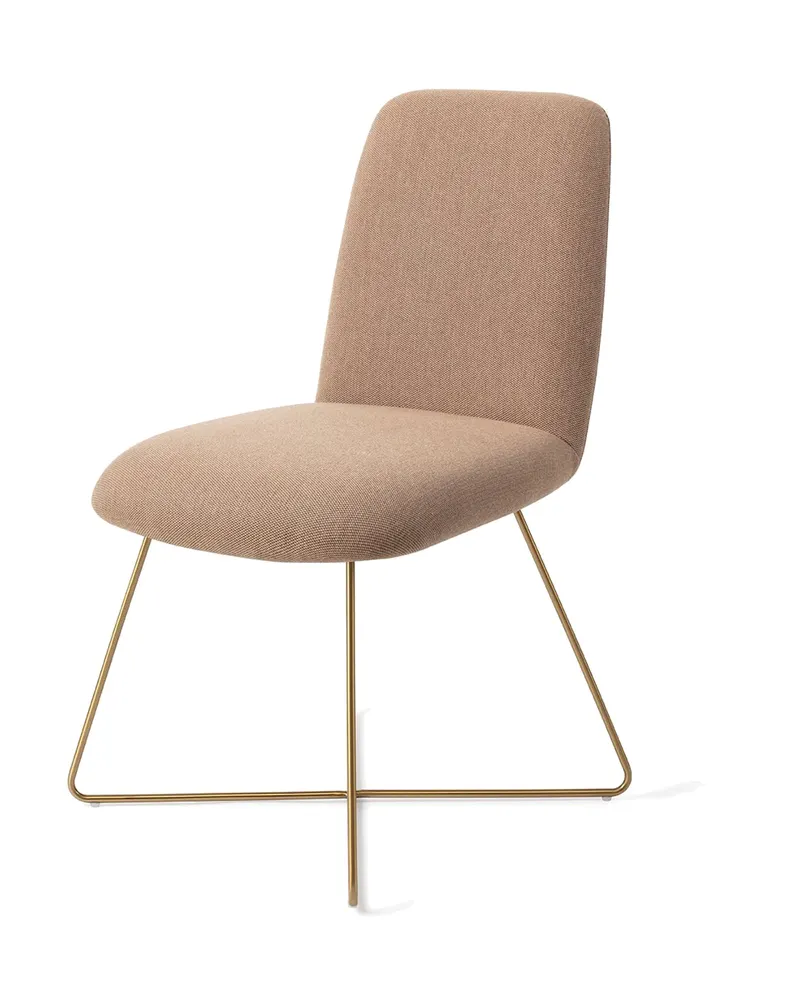 Taiwa Esszimmerstuhl von Jesper Home in Whisper Wheat, Cross, Gold, Ansicht 3
