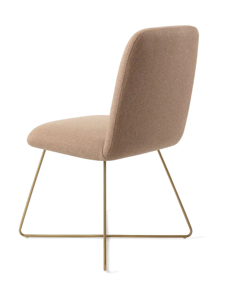 Taiwa Esszimmerstuhl von Jesper Home in Whisper Wheat, Cross, Gold, Ansicht 4
