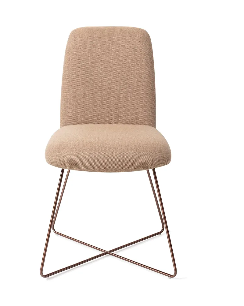 Taiwa Esszimmerstuhl von Jesper Home in Whisper Wheat, Cross, Roségold, Ansicht 1