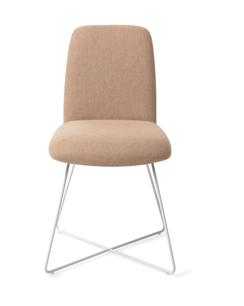 Taiwa Esszimmerstuhl von Jesper Home in Whisper Wheat, Cross, Weiß, Ansicht 1