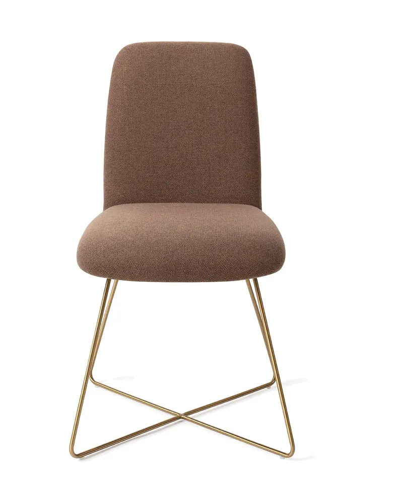 Taiwa Esszimmerstuhl von Jesper Home in Rustic Rye, Cross, Gold, Ansicht 1