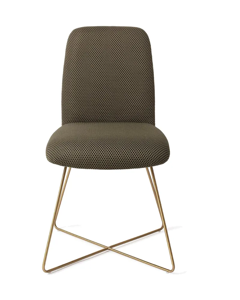 Taiwa Esszimmerstuhl von Jesper Home in Jungle Jewel, Cross, Gold, Ansicht 1