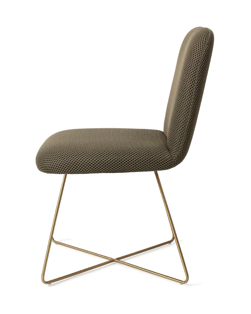 Taiwa Esszimmerstuhl von Jesper Home in Jungle Jewel, Cross, Gold, Ansicht 2