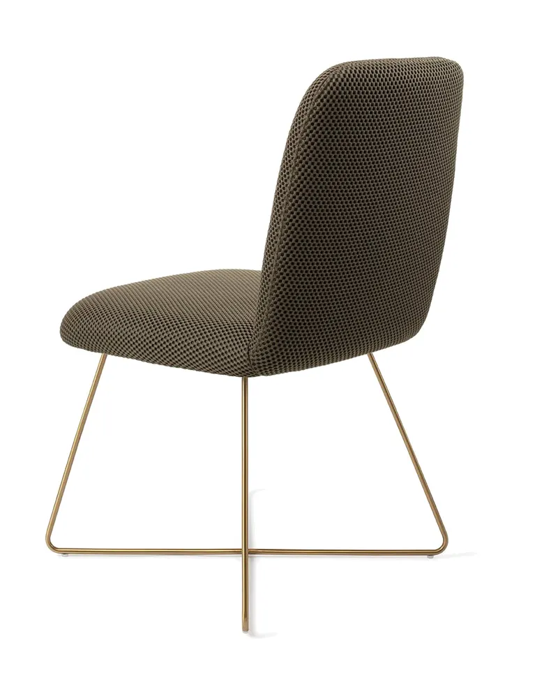 Taiwa Esszimmerstuhl von Jesper Home in Jungle Jewel, Cross, Gold, Ansicht 4