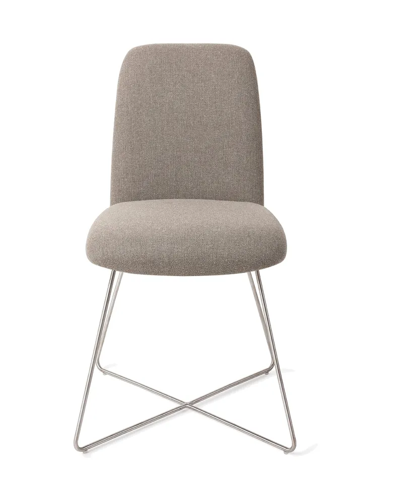 Taiwa Esszimmerstuhl von Jesper Home in Foggy Fusion, Cross, Edelstahl, Ansicht 1