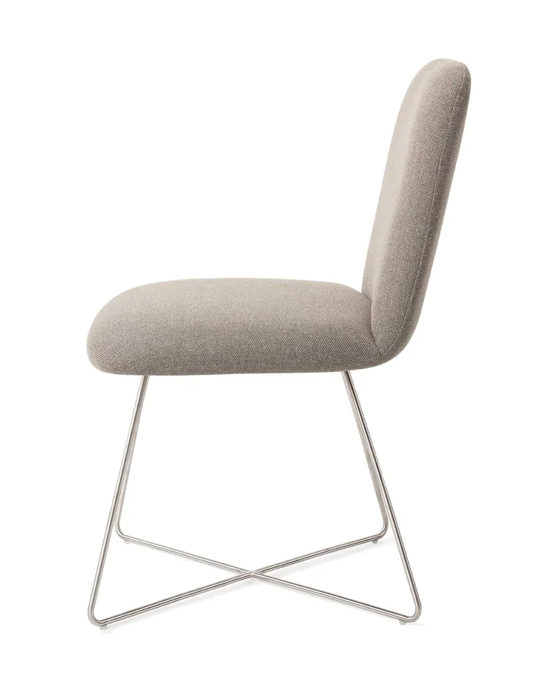 Taiwa Esszimmerstuhl von Jesper Home in Foggy Fusion, Cross, Edelstahl, Ansicht 2