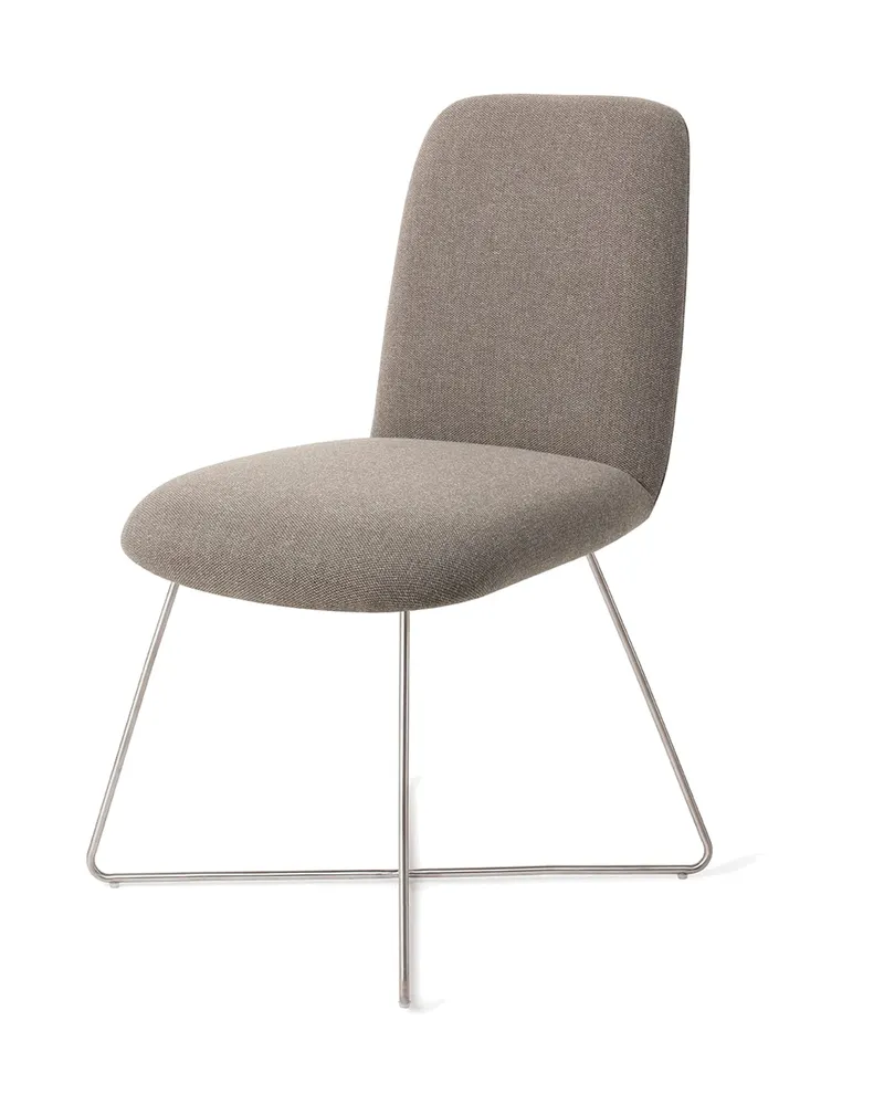 Taiwa Esszimmerstuhl von Jesper Home in Foggy Fusion, Cross, Edelstahl, Ansicht 3