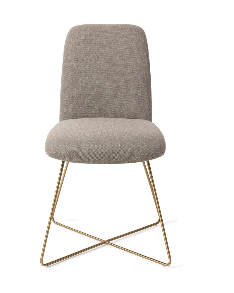 Taiwa Esszimmerstuhl von Jesper Home in Foggy Fusion, Cross, Gold, Ansicht 1