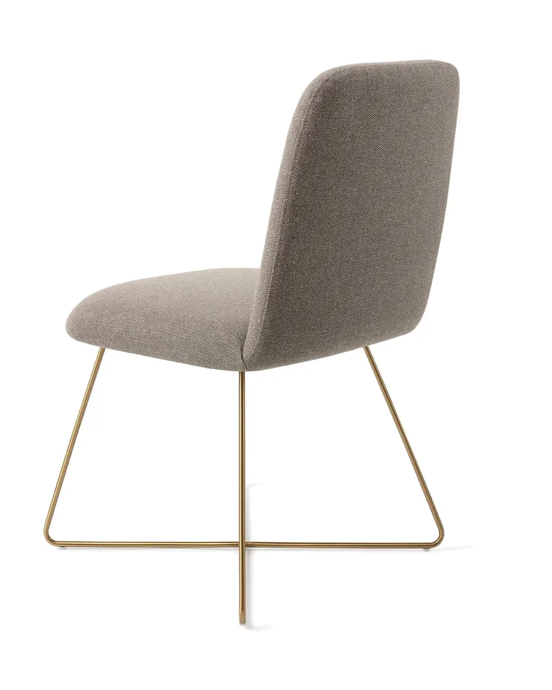 Taiwa Esszimmerstuhl von Jesper Home in Foggy Fusion, Cross, Gold, Ansicht 4