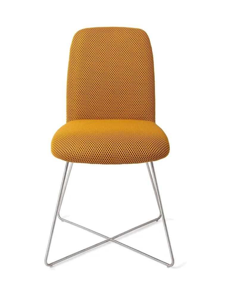 Taiwa Esszimmerstuhl von Jesper Home in Groovy Garam, Cross, Edelstahl, Ansicht 1
