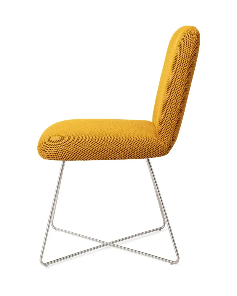 Taiwa Esszimmerstuhl von Jesper Home in Groovy Garam, Cross, Edelstahl, Ansicht 2