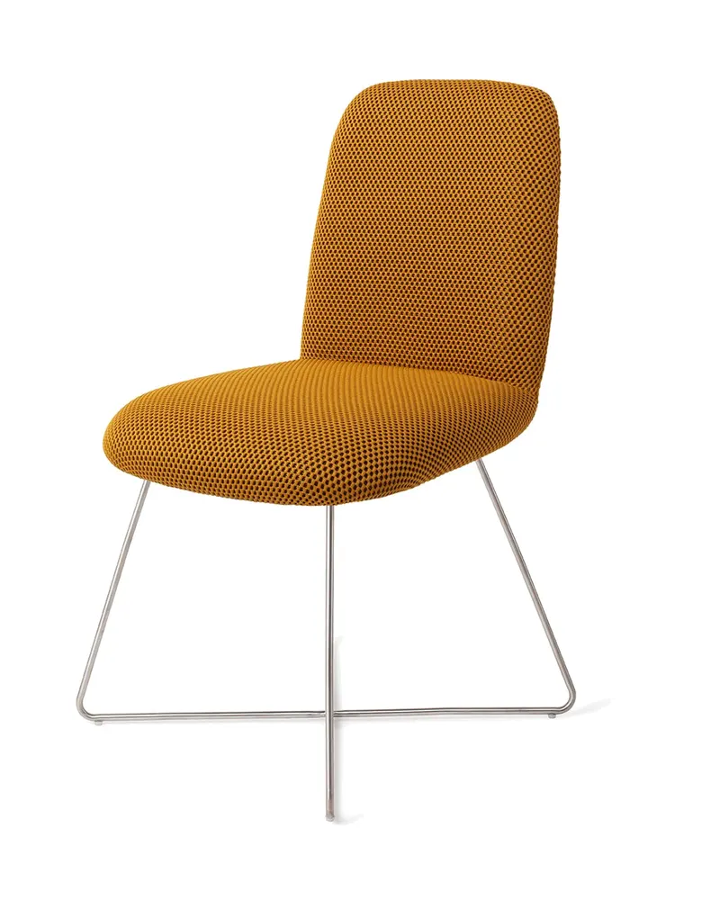Taiwa Esszimmerstuhl von Jesper Home in Groovy Garam, Cross, Edelstahl, Ansicht 3