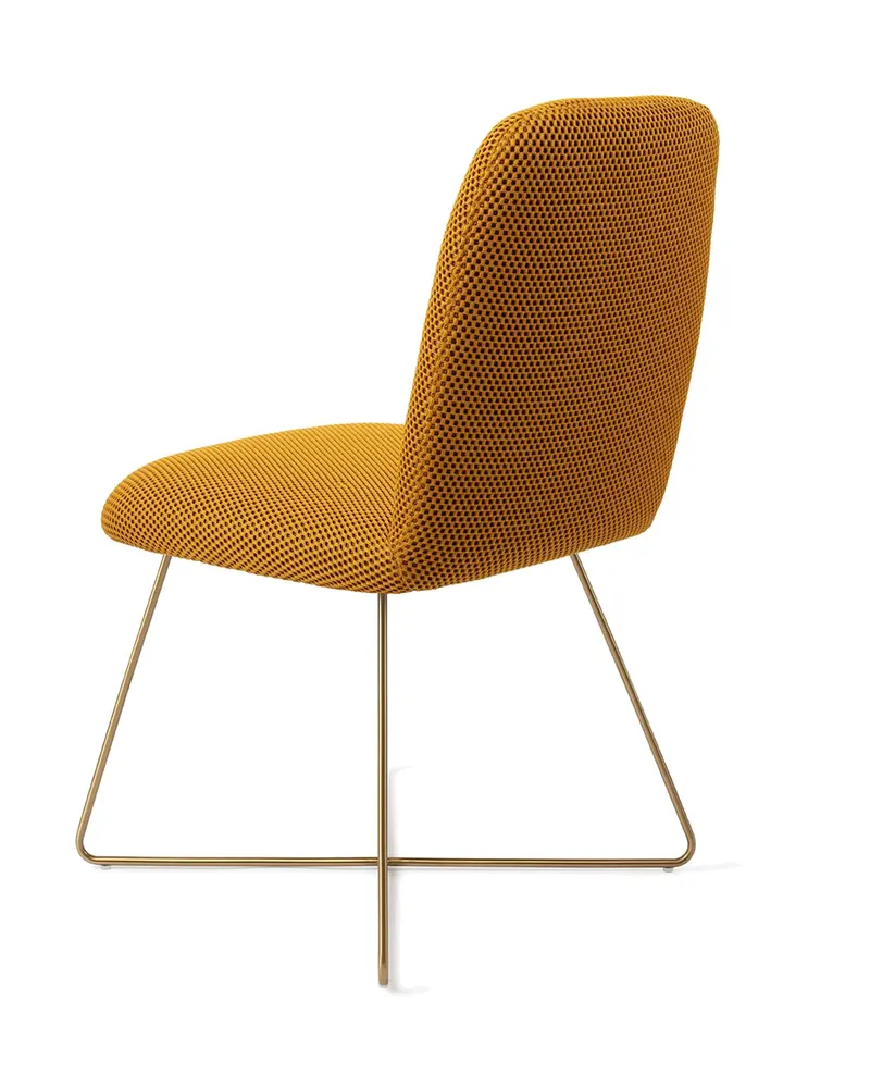 Taiwa Esszimmerstuhl von Jesper Home in Groovy Garam, Cross, Gold, Ansicht 4