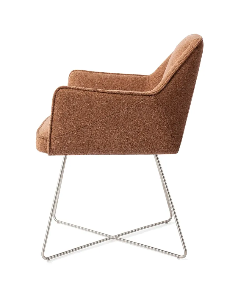 Tome Esszimmerstuhl von Jesper Home in Cinnamon Bun, Cross, Edelstahl, Ansicht 2