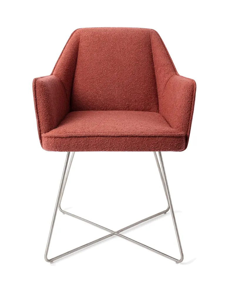 Tome Esszimmerstuhl von Jesper Home in Shabby Saffron, Cross, Edelstahl, Ansicht 1